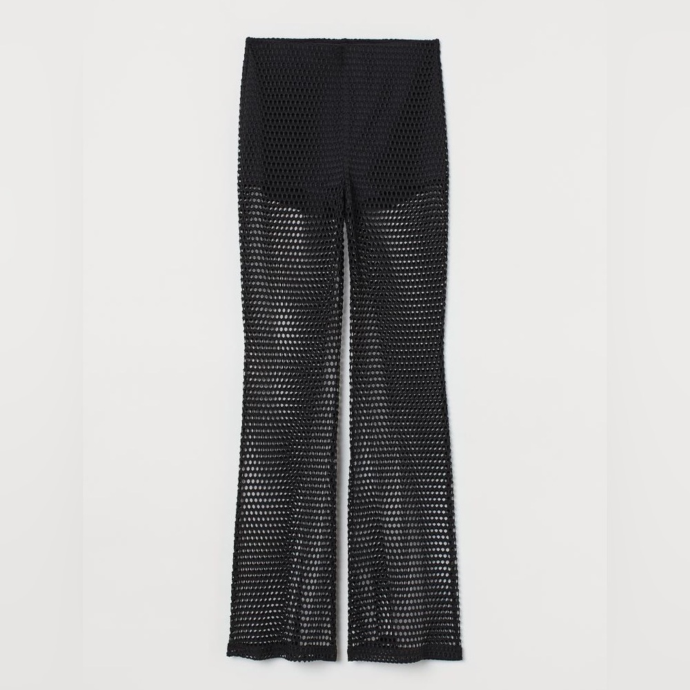 Flared Black mesh leggings casual goth beach goth